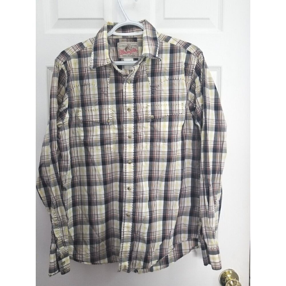 Vintage Wrangler "American Cowboys Choose" Pearl Snap Mens Med. Contrast Stitch